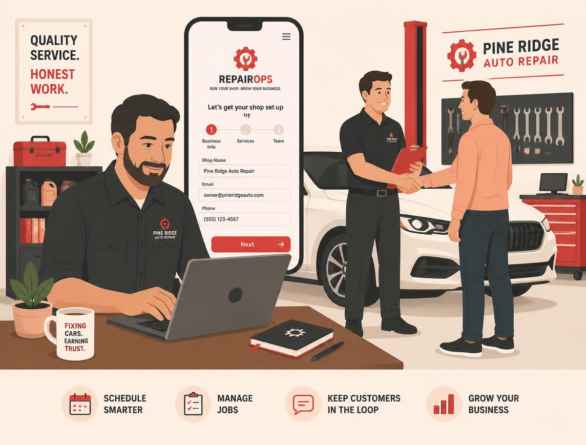 A shop owner signing up for a custom automotive app built by Wve Labs